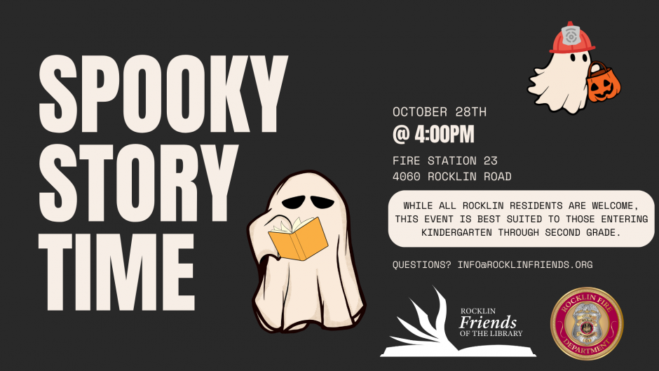 Spooky Story Time at the Fire Station 23 in Rocklin October 28 at 4:oo PM